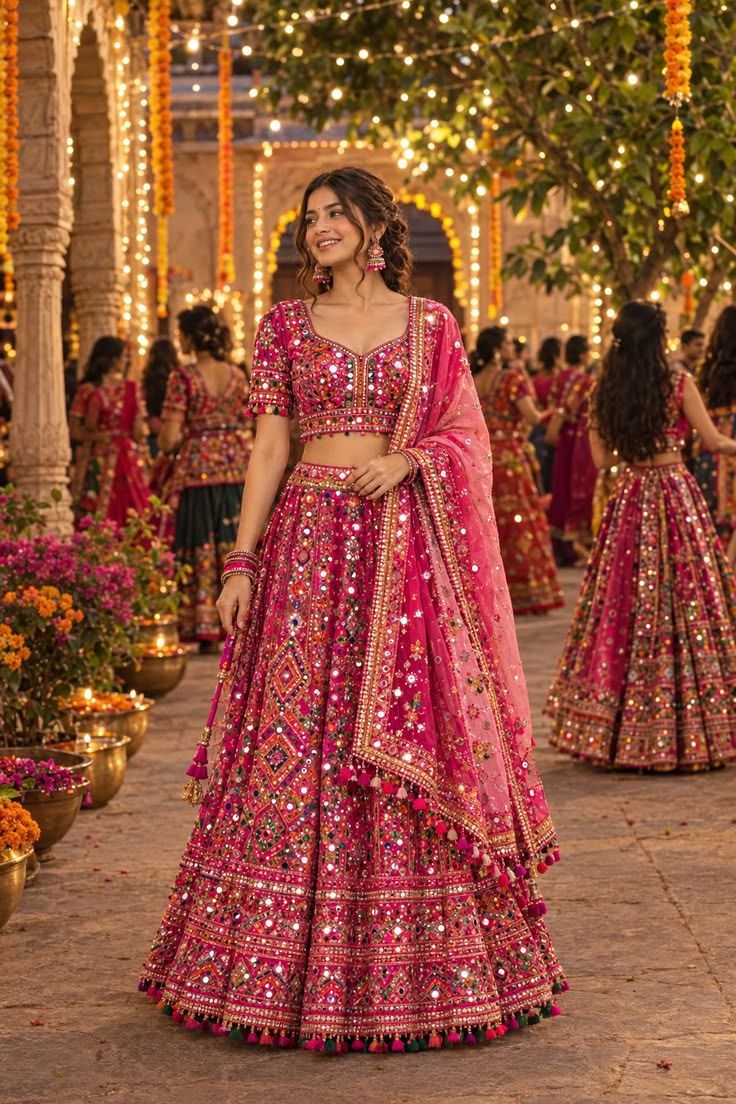Mirror Work Garba Lehenga